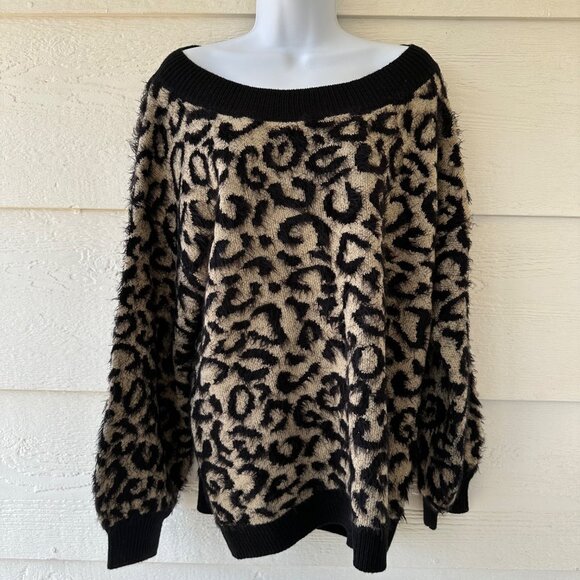 Marc New York Women’s XL Sweater SOFT Thick Fur Feel Long Sleeve Animal Print - Picture 1 of 11